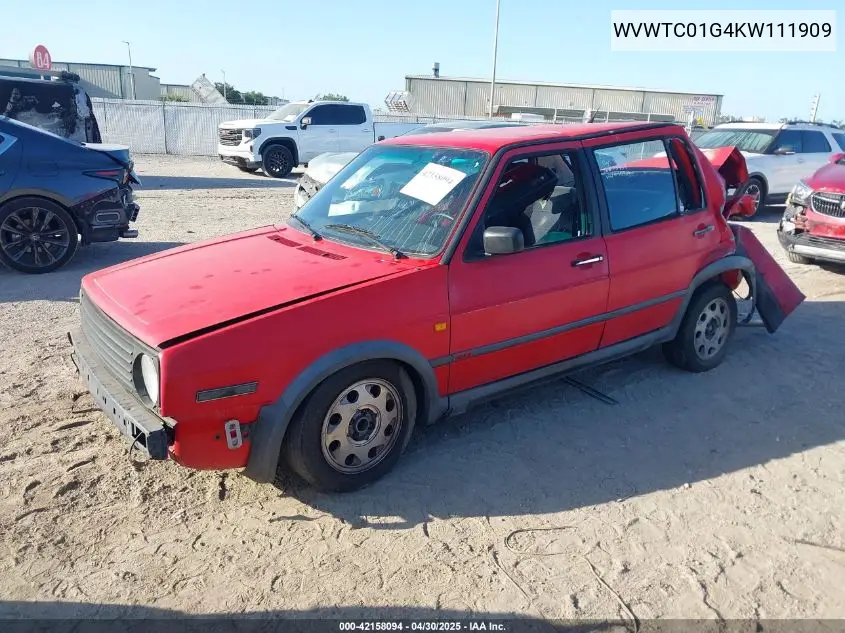 1989 Volkswagen Jetta Gli 16V VIN: WVWTC01G4KW111909 Lot: 42158094