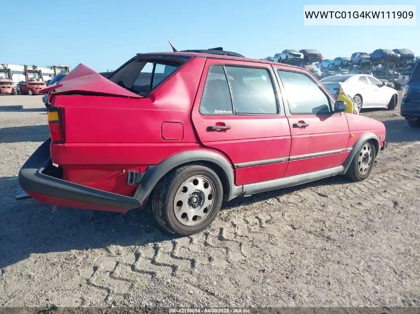 1989 Volkswagen Jetta Gli 16V VIN: WVWTC01G4KW111909 Lot: 42158094
