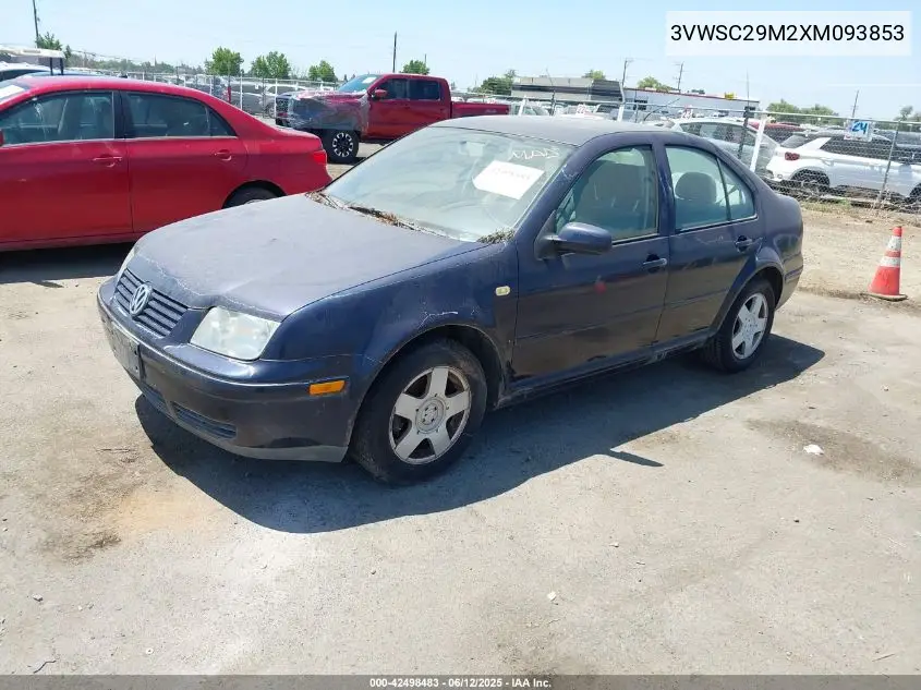 1999 Volkswagen Jetta Gls VIN: 3VWSC29M2XM093853 Lot: 42498483