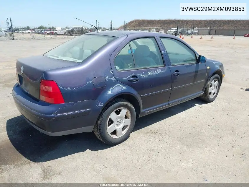 1999 Volkswagen Jetta Gls VIN: 3VWSC29M2XM093853 Lot: 42498483