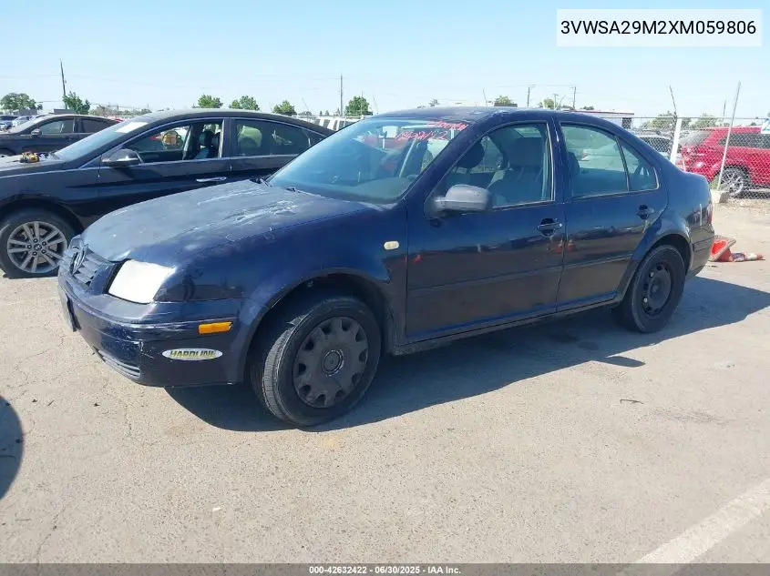 1999 Volkswagen Jetta Gls VIN: 3VWSA29M2XM059806 Lot: 42632422