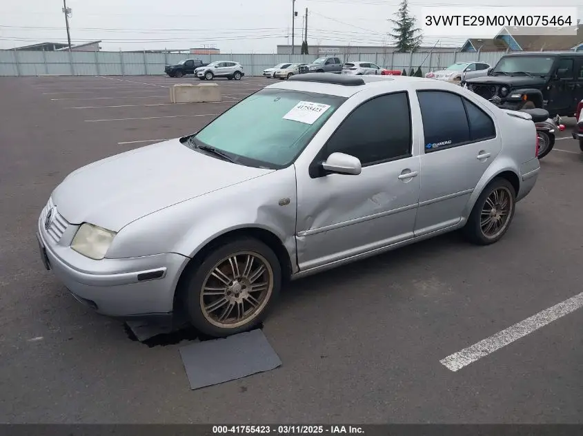 2000 Volkswagen Jetta Glx VIN: 3VWTE29M0YM075464 Lot: 41755423