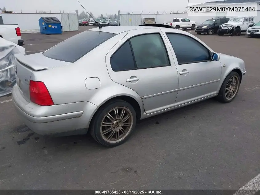 2000 Volkswagen Jetta Glx VIN: 3VWTE29M0YM075464 Lot: 41755423