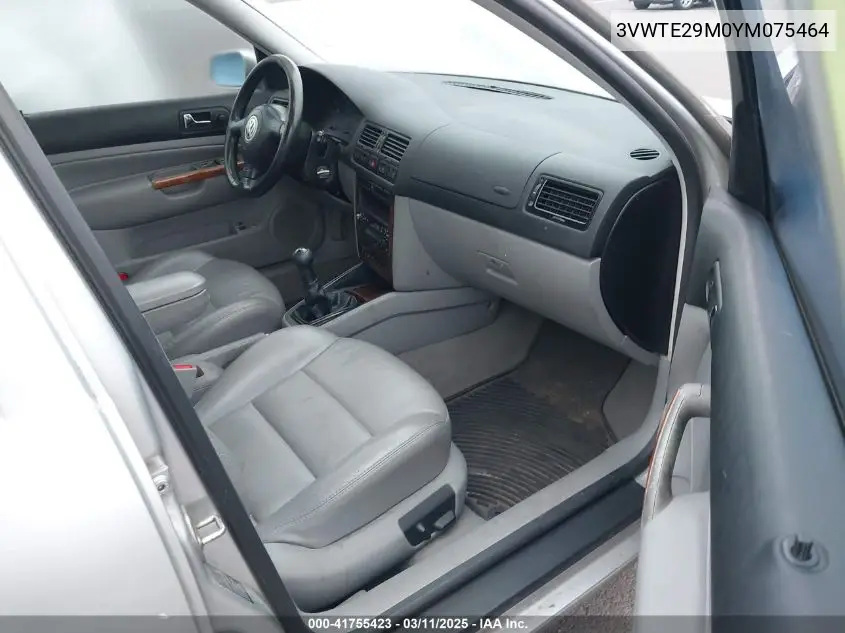 2000 Volkswagen Jetta Glx VIN: 3VWTE29M0YM075464 Lot: 41755423