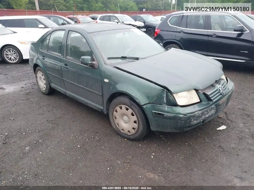 2000 Volkswagen Jetta Gls VIN: 3VWSC29M9YM150180 Lot: 42515658