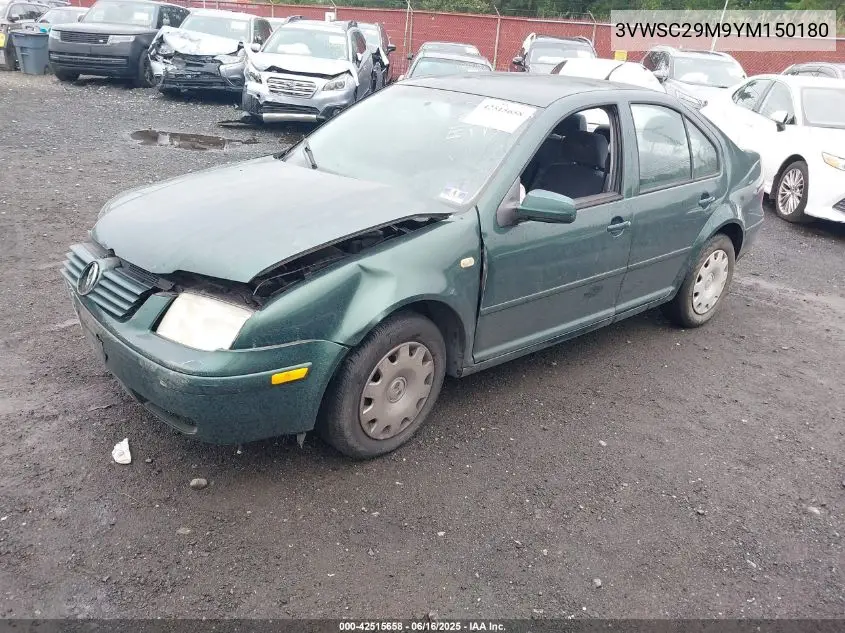 2000 Volkswagen Jetta Gls VIN: 3VWSC29M9YM150180 Lot: 42515658