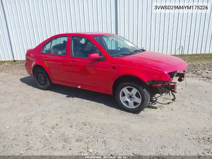 2000 Volkswagen Jetta Gls VIN: 3VWSD29M4YM175226 Lot: 42522552