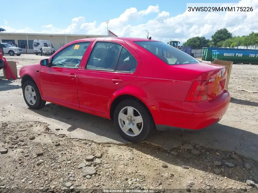 2000 Volkswagen Jetta Gls VIN: 3VWSD29M4YM175226 Lot: 42522552