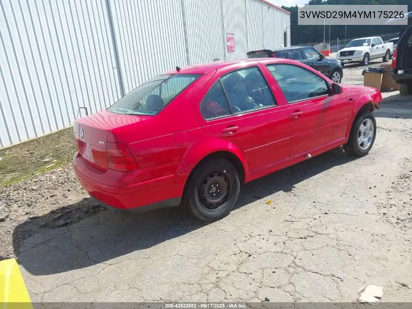 2000 Volkswagen Jetta Gls VIN: 3VWSD29M4YM175226 Lot: 42522552