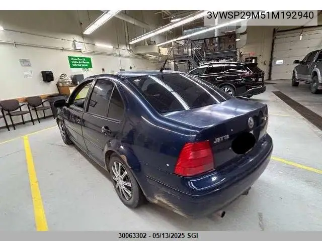 2001 Volkswagen Jetta Gls Tdi VIN: 3VWSP29M51M192940 Lot: 30063302