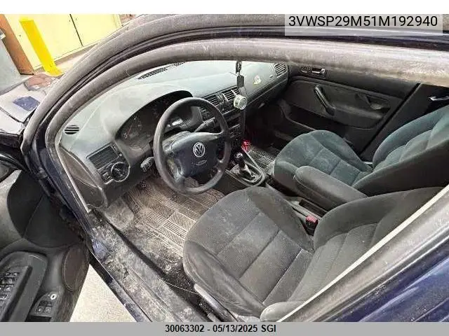 2001 Volkswagen Jetta Gls Tdi VIN: 3VWSP29M51M192940 Lot: 30063302