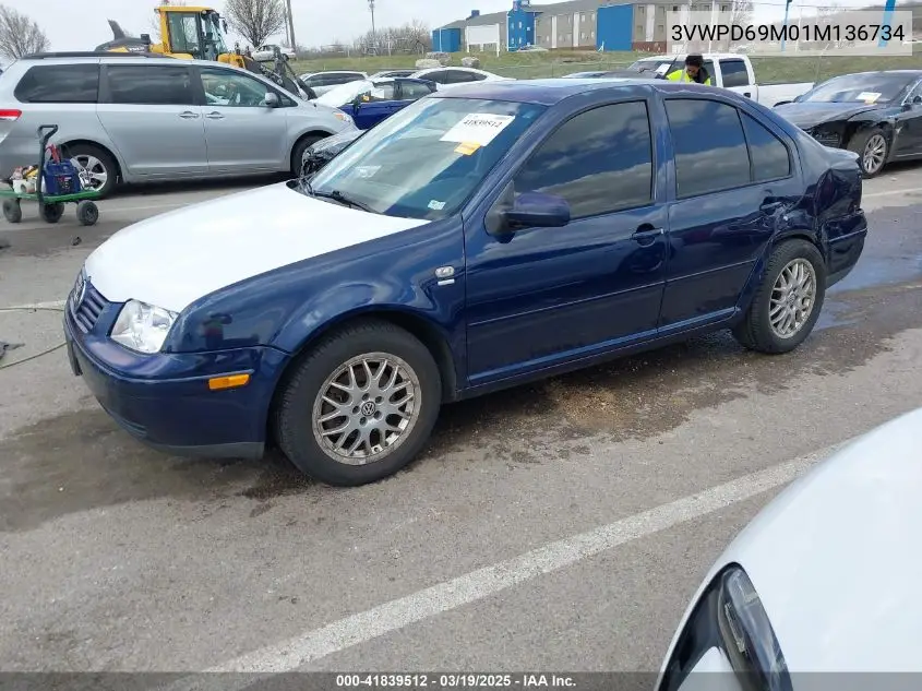 2001 Volkswagen Jetta Wolfsburg VIN: 3VWPD69M01M136734 Lot: 41839512