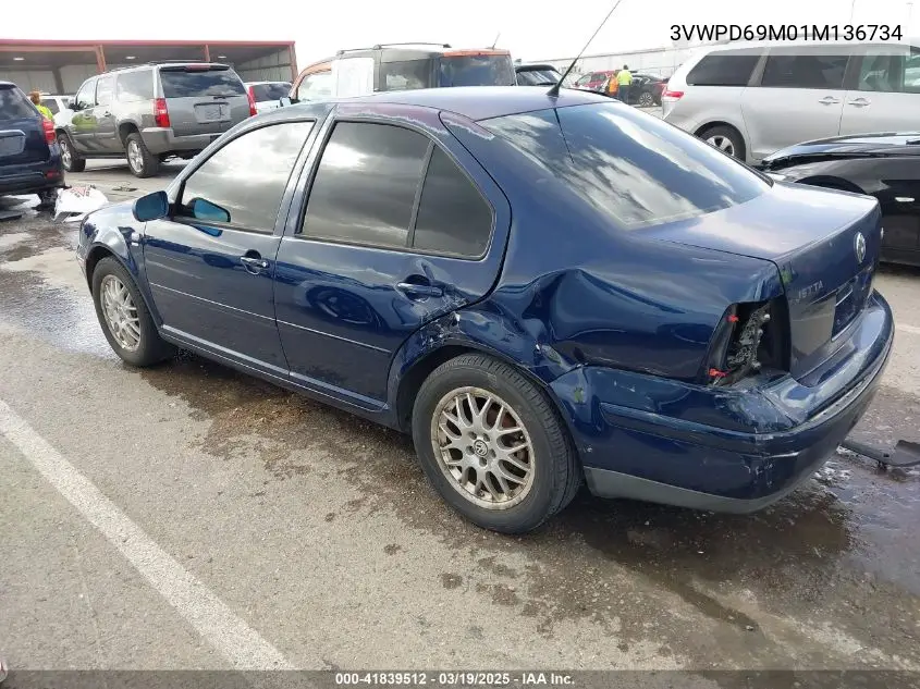 2001 Volkswagen Jetta Wolfsburg VIN: 3VWPD69M01M136734 Lot: 41839512