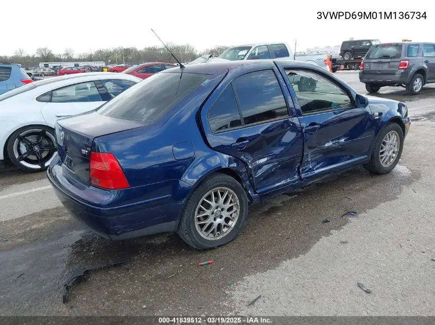 2001 Volkswagen Jetta Wolfsburg VIN: 3VWPD69M01M136734 Lot: 41839512