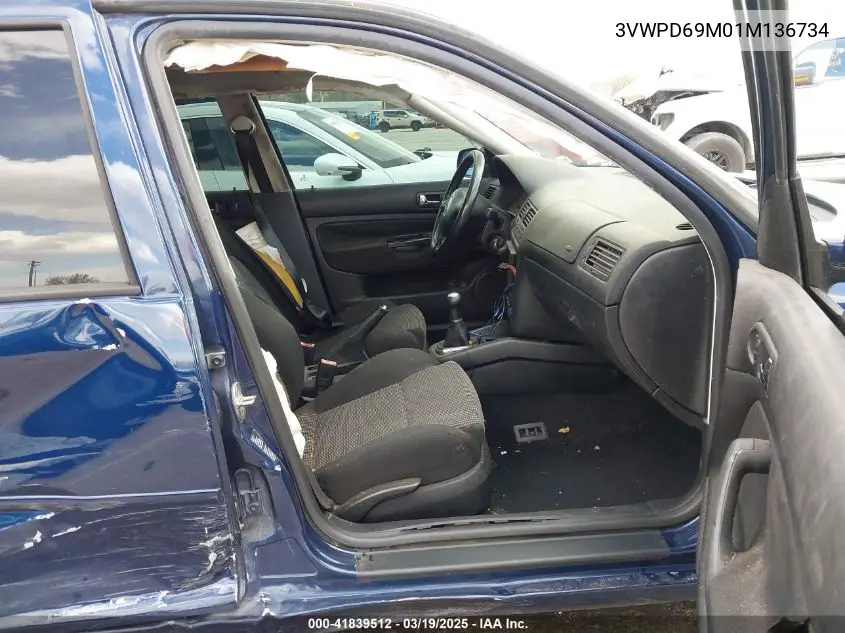 2001 Volkswagen Jetta Wolfsburg VIN: 3VWPD69M01M136734 Lot: 41839512