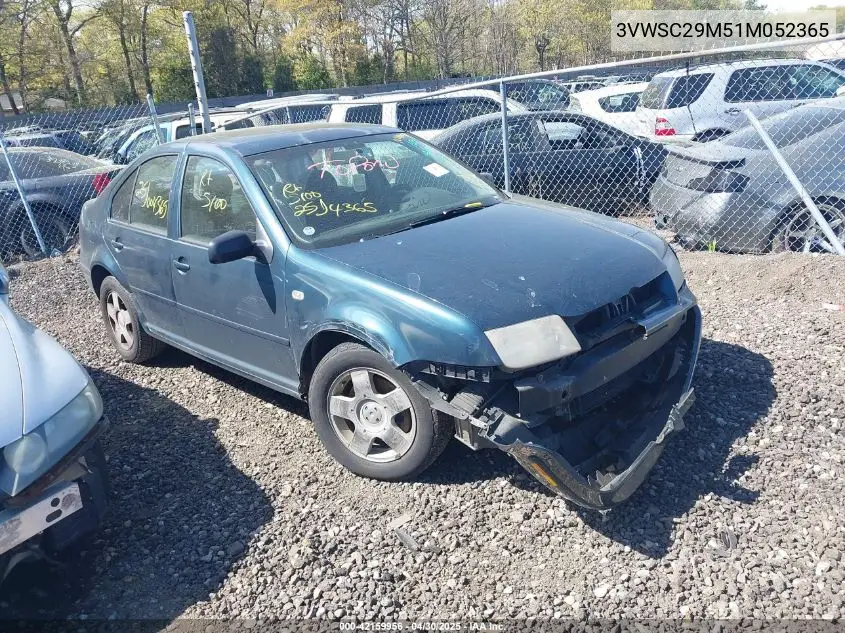 2001 Volkswagen Jetta Gls 1.8L Turbo VIN: 3VWSC29M51M052365 Lot: 42159956