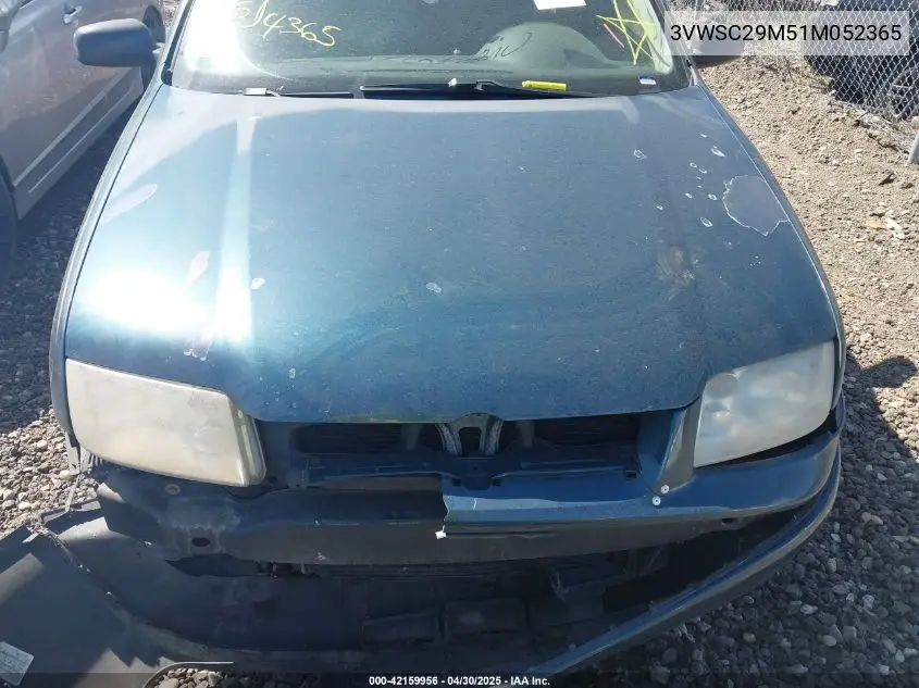 2001 Volkswagen Jetta Gls 1.8L Turbo VIN: 3VWSC29M51M052365 Lot: 42159956