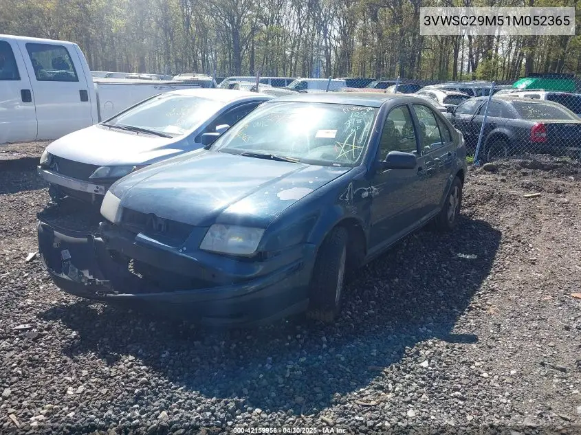 2001 Volkswagen Jetta Gls 1.8L Turbo VIN: 3VWSC29M51M052365 Lot: 42159956