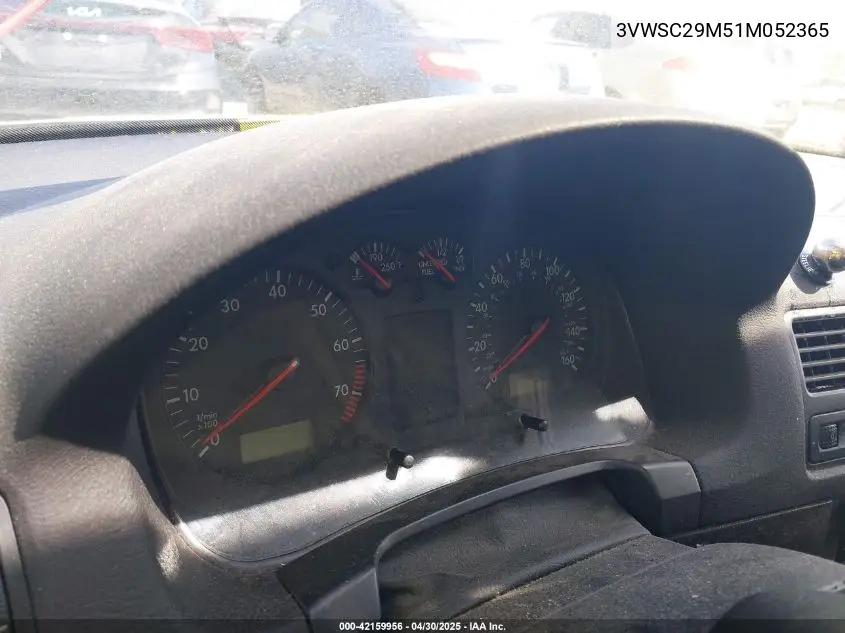 2001 Volkswagen Jetta Gls 1.8L Turbo VIN: 3VWSC29M51M052365 Lot: 42159956