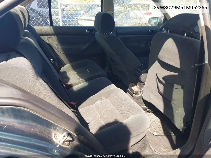 2001 Volkswagen Jetta Gls 1.8L Turbo VIN: 3VWSC29M51M052365 Lot: 42159956