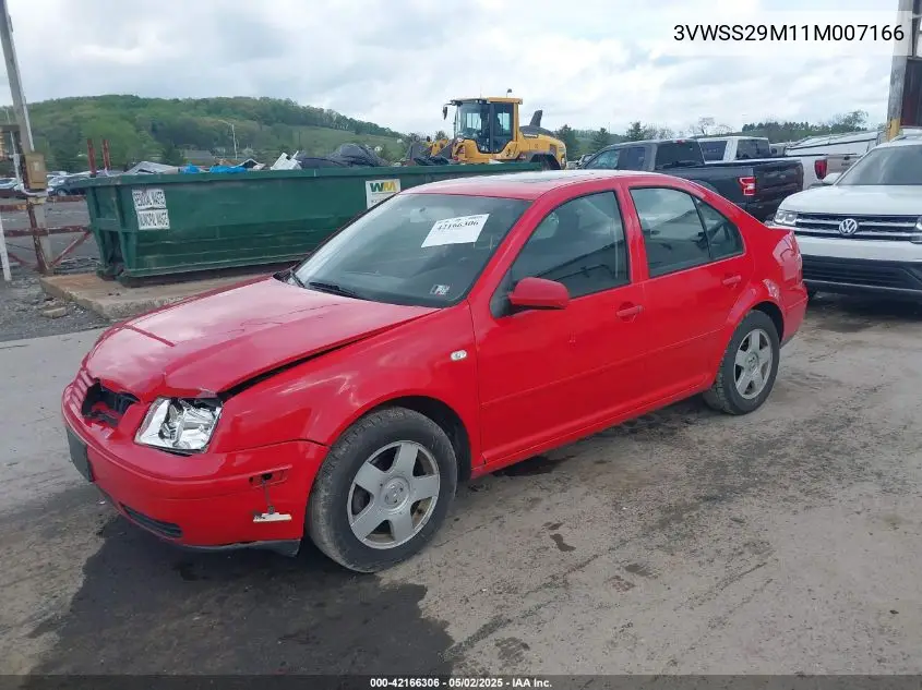 2001 Volkswagen Jetta Gls VIN: 3VWSS29M11M007166 Lot: 42166306