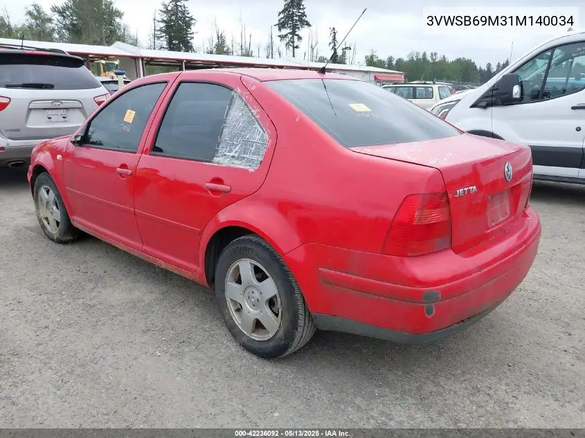 2001 Volkswagen Jetta Gls VIN: 3VWSB69M31M140034 Lot: 42236092