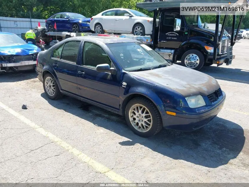 2001 Volkswagen Jetta Wolfsburg VIN: 3VWPD69M21M169816 Lot: 42569802