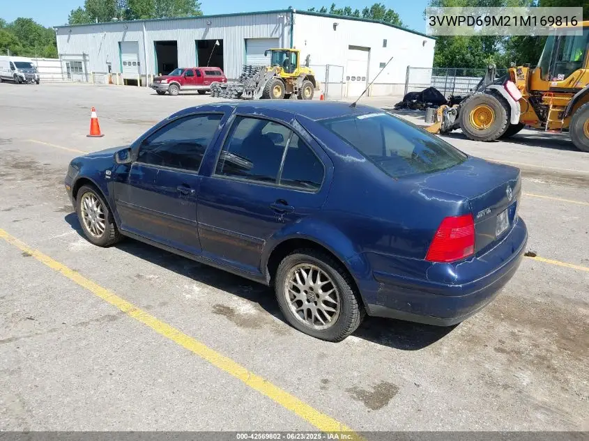 2001 Volkswagen Jetta Wolfsburg VIN: 3VWPD69M21M169816 Lot: 42569802