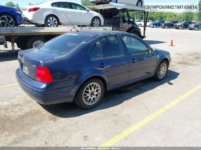 2001 Volkswagen Jetta Wolfsburg VIN: 3VWPD69M21M169816 Lot: 42569802