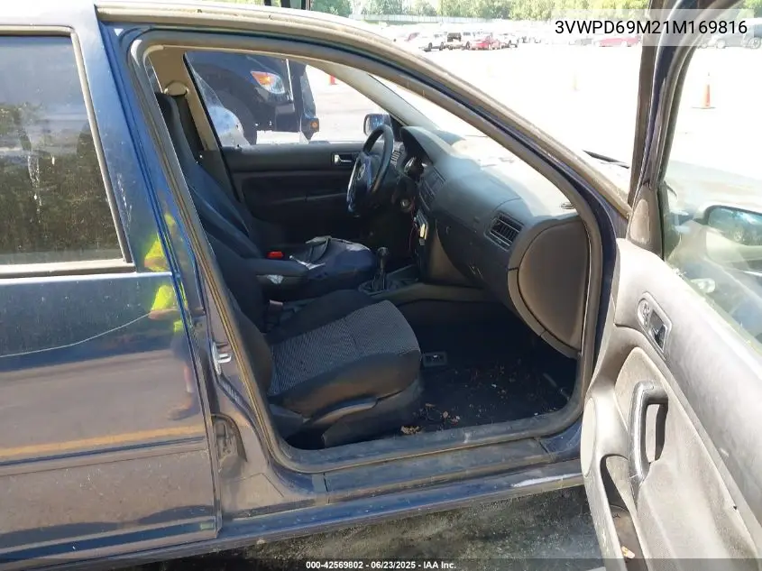2001 Volkswagen Jetta Wolfsburg VIN: 3VWPD69M21M169816 Lot: 42569802