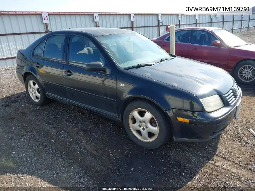 2001 Volkswagen Jetta Gl VIN: 3VWRB69M71M139791 Lot: 42581677