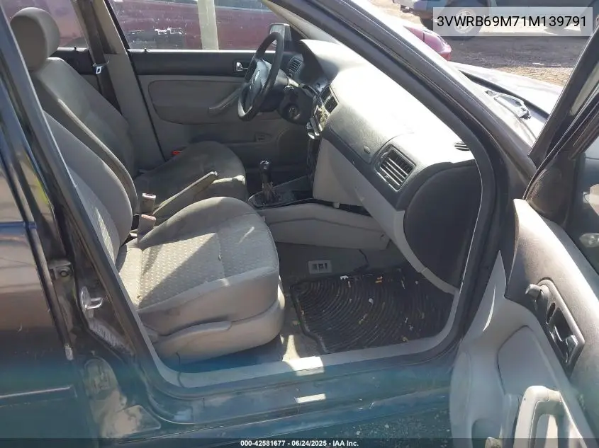 2001 Volkswagen Jetta Gl VIN: 3VWRB69M71M139791 Lot: 42581677