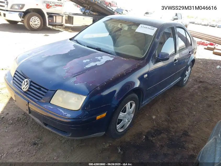 2001 Volkswagen Jetta Gls VIN: 3VWSS29M31M046616 Lot: 42603660