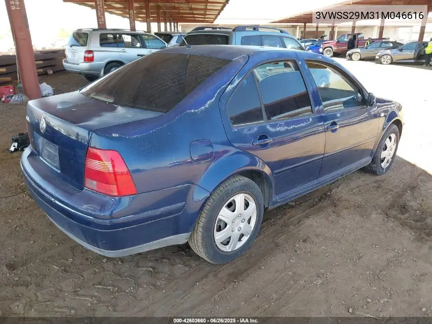 2001 Volkswagen Jetta Gls VIN: 3VWSS29M31M046616 Lot: 42603660