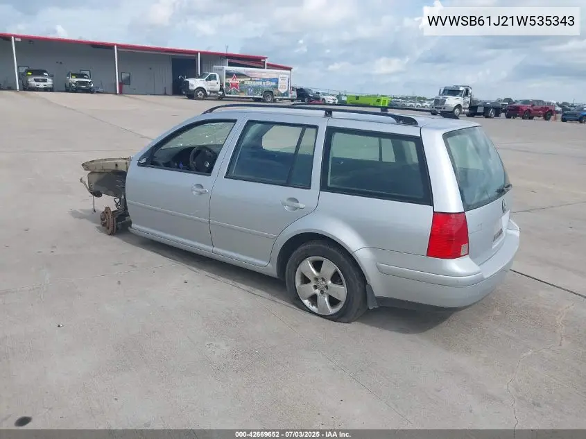 2001 Volkswagen Jetta Gls VIN: WVWSB61J21W535343 Lot: 42669652
