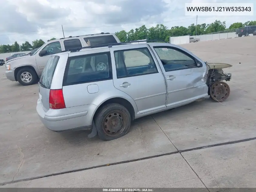 2001 Volkswagen Jetta Gls VIN: WVWSB61J21W535343 Lot: 42669652