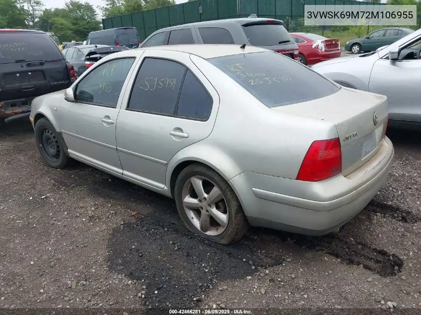 2002 Volkswagen Jetta Gls VIN: 3VWSK69M72M106955 Lot: 42466281
