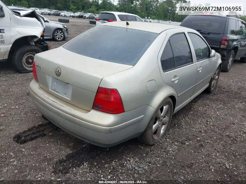 2002 Volkswagen Jetta Gls VIN: 3VWSK69M72M106955 Lot: 42466281