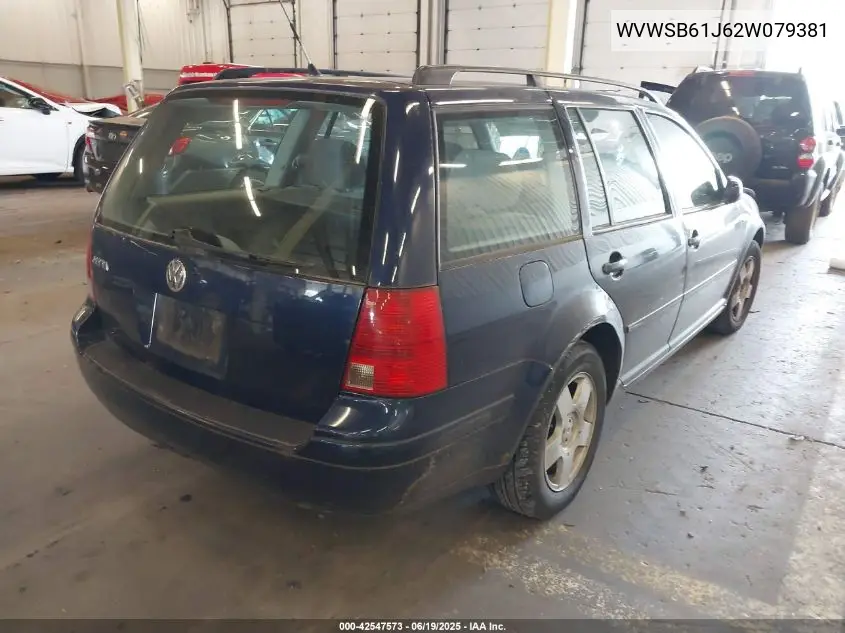 2002 Volkswagen Jetta Gls 2.0L VIN: WVWSB61J62W079381 Lot: 42547573
