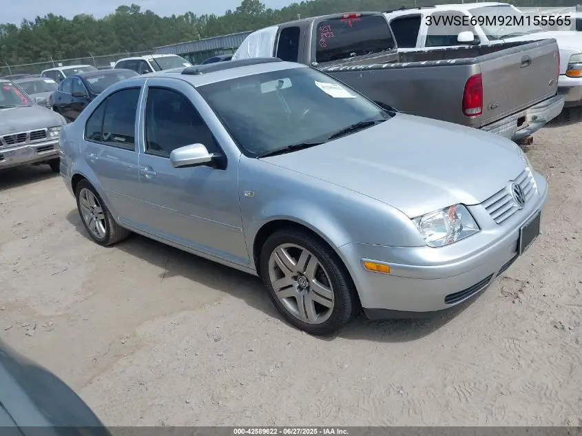 2002 Volkswagen Jetta Gls 1.8L VIN: 3VWSE69M92M155565 Lot: 42589622