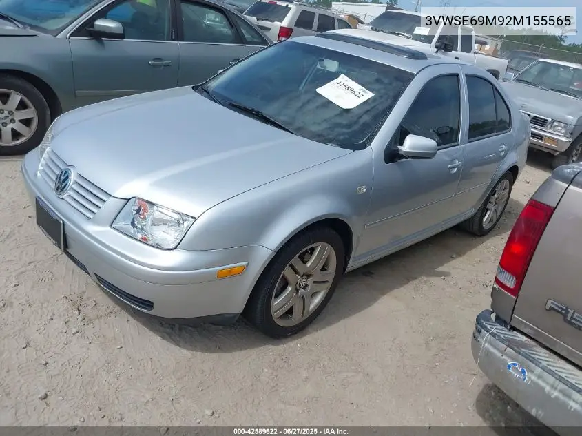 2002 Volkswagen Jetta Gls 1.8L VIN: 3VWSE69M92M155565 Lot: 42589622