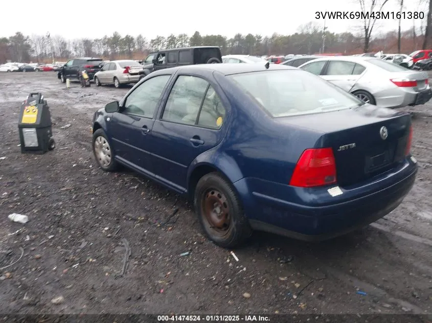 2003 Volkswagen Jetta Gl VIN: 3VWRK69M43M161380 Lot: 41474524