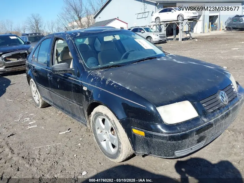 2003 Volkswagen Jetta Gls 2.0L VIN: 3VWSK69M23M038677 Lot: 41760282