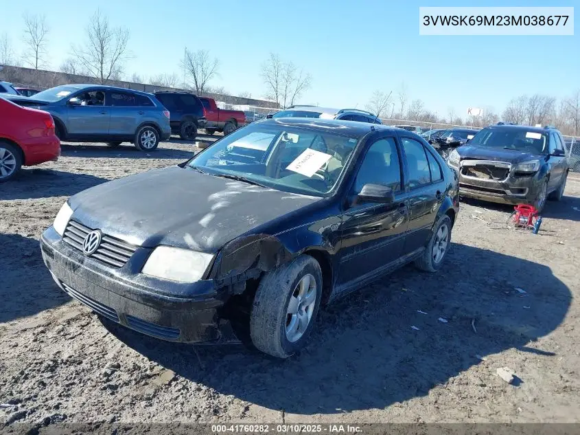 2003 Volkswagen Jetta Gls 2.0L VIN: 3VWSK69M23M038677 Lot: 41760282