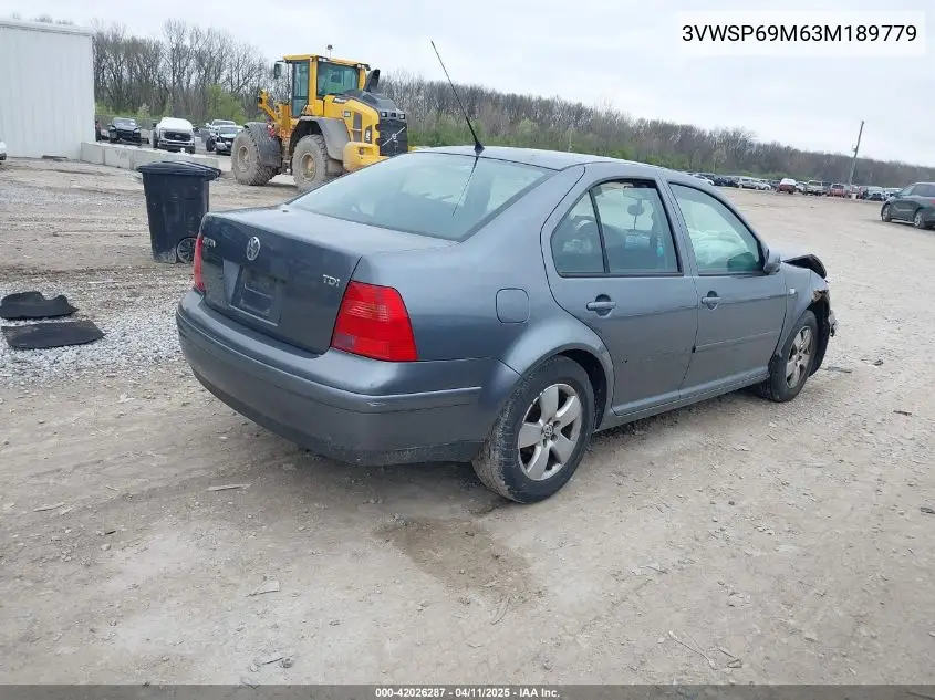 2003 Volkswagen Jetta Gls Tdi VIN: 3VWSP69M63M189779 Lot: 42026287