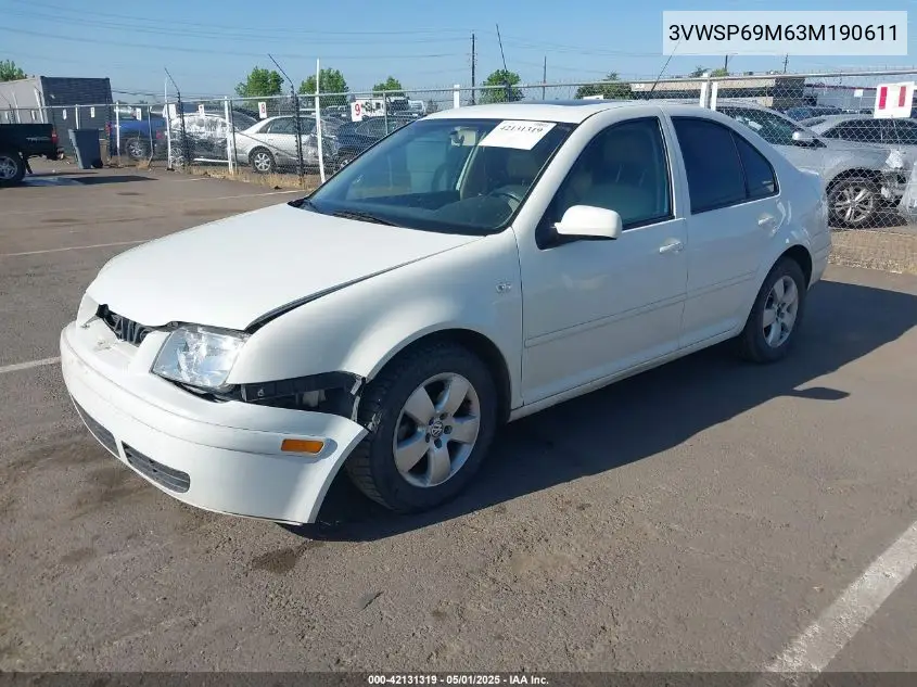 2003 Volkswagen Jetta Gls Tdi VIN: 3VWSP69M63M190611 Lot: 42131319