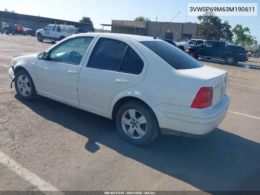 2003 Volkswagen Jetta Gls Tdi VIN: 3VWSP69M63M190611 Lot: 42131319