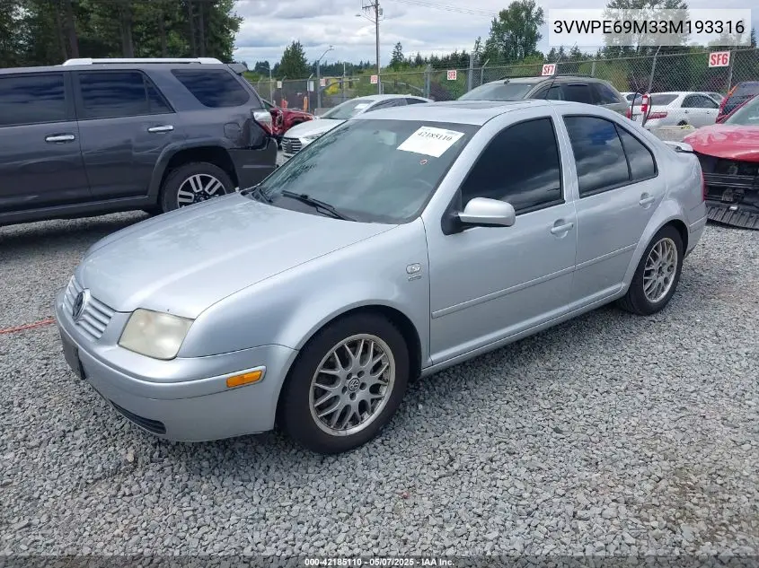 2003 Volkswagen Jetta Wolfsburg Edition VIN: 3VWPE69M33M193316 Lot: 42185110