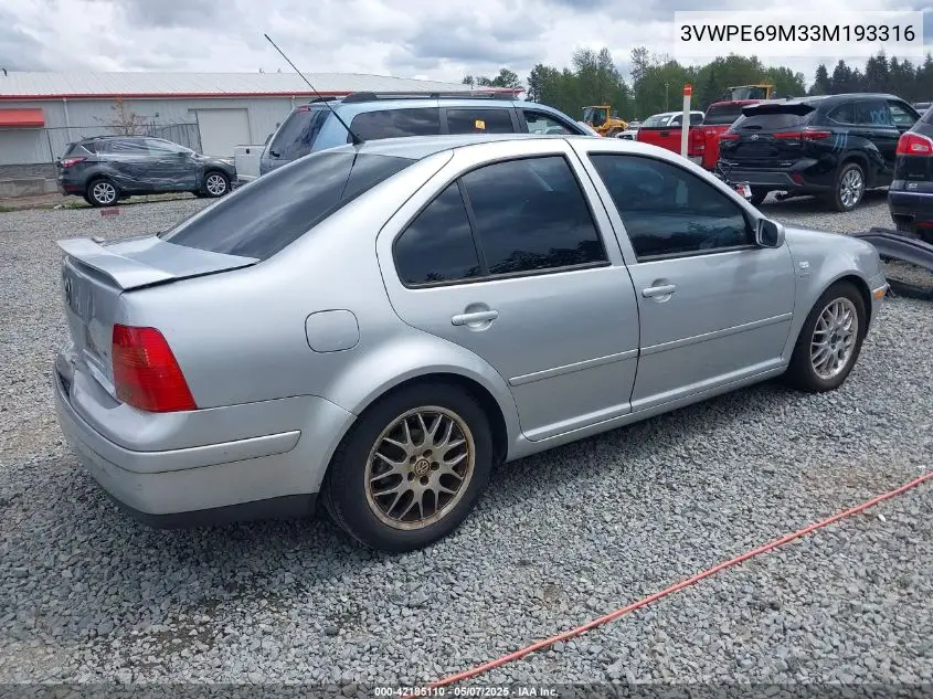 2003 Volkswagen Jetta Wolfsburg Edition VIN: 3VWPE69M33M193316 Lot: 42185110