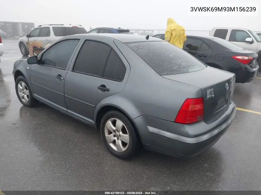 2003 Volkswagen Jetta Gls 2.0L VIN: 3VWSK69M93M156239 Lot: 42190123